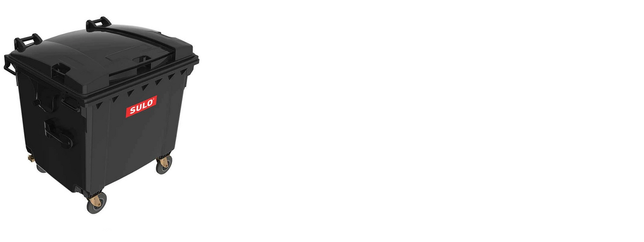 Контейнер для твердих побутових відходів 1100л SULO, плоска кришка, чорний